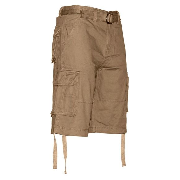 Men's Cargo Shorts Pocket Lightweight Cotton Belted Cargo Shorts Khaki - Picture 2 of 3